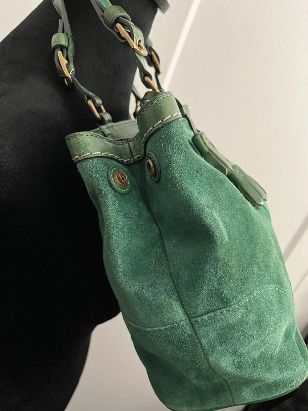 Vintage Coach Hamptons Suede Tassel Satchel Bag